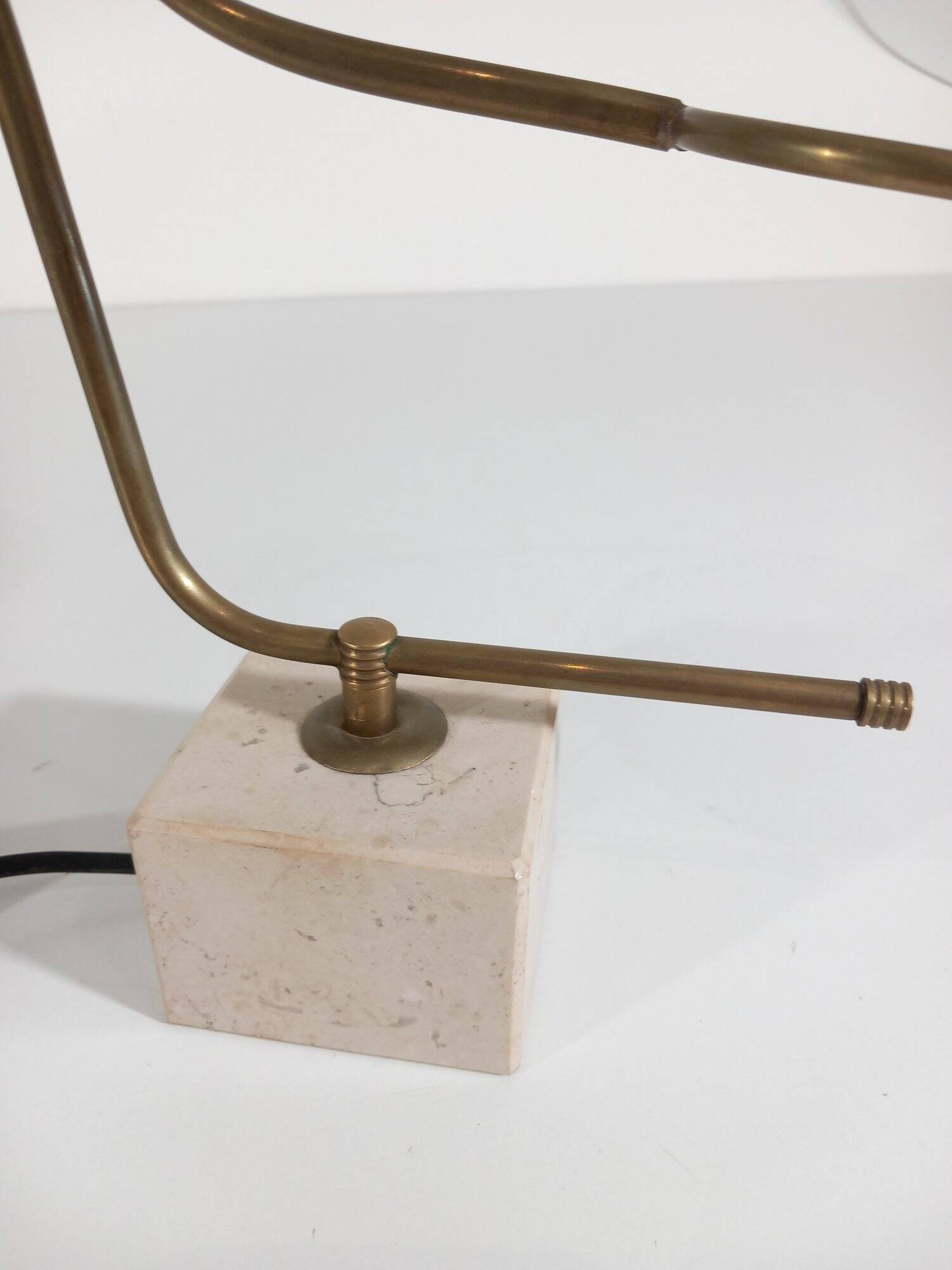 Large Vintage Table Lamp • Marble Base • Brass • 1970-1980