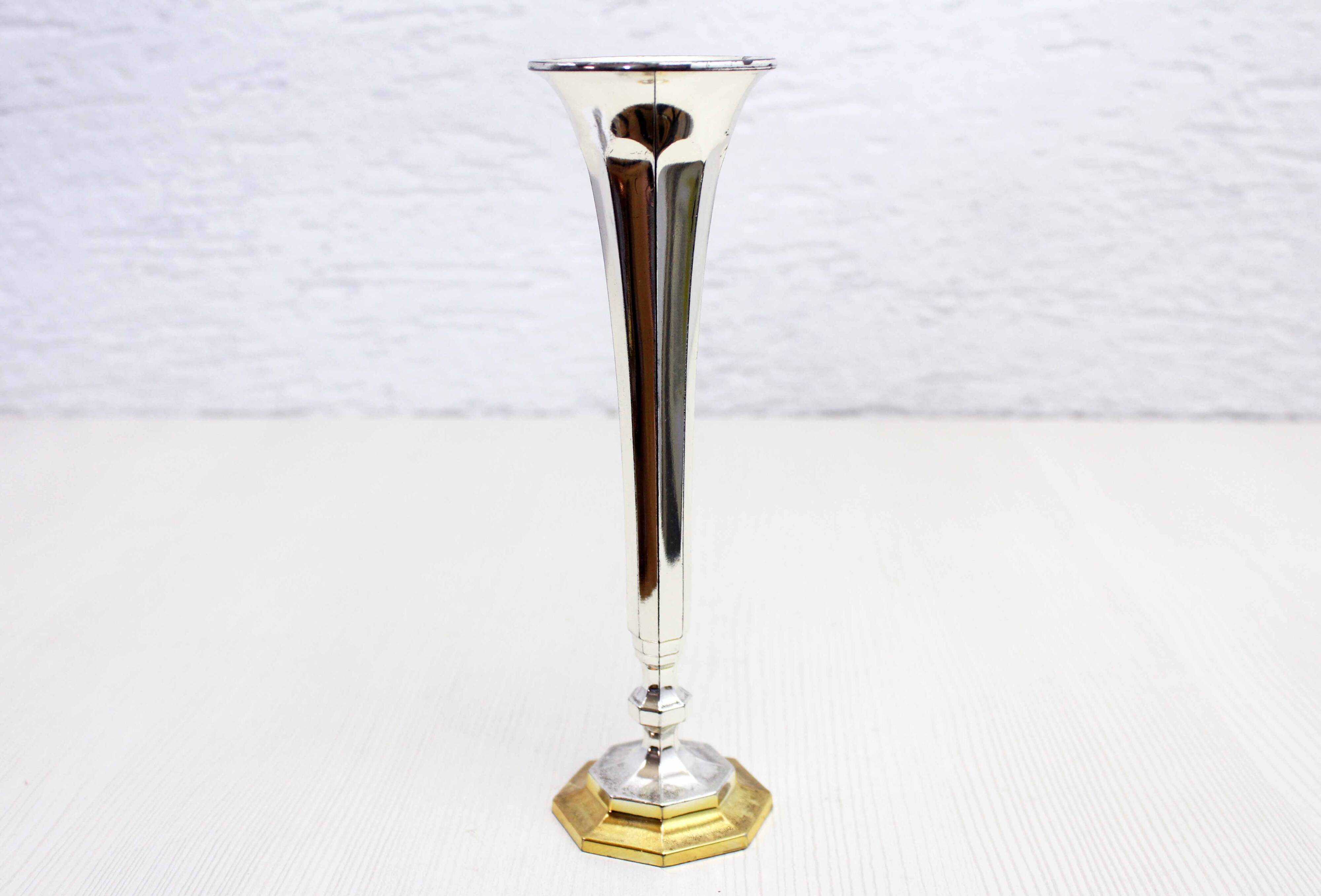 BMF silver metal soliflore vase