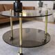 Brass and glass serving table with wheels — Art Deco style