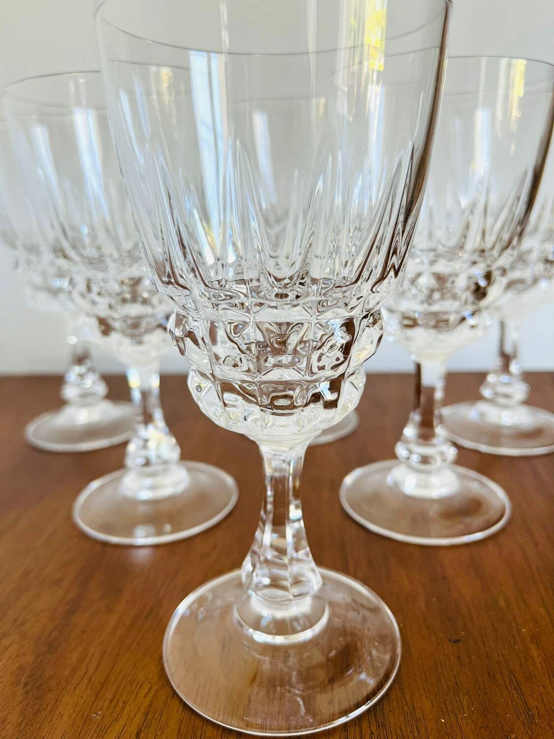 8 crystal d'arques pompadour wine or water glasses from the 1990s