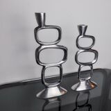 Pair of circle candlesticks by Matthew Hilton, England, 1980
