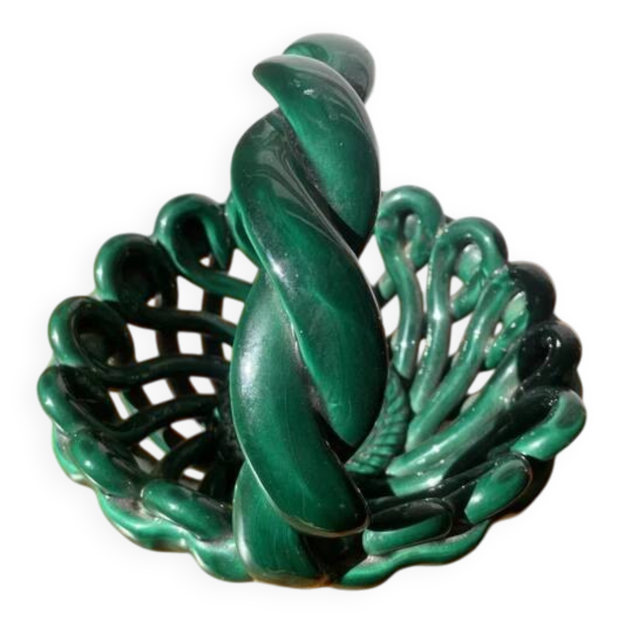 Green ceramic fruit basket - Vallauris style