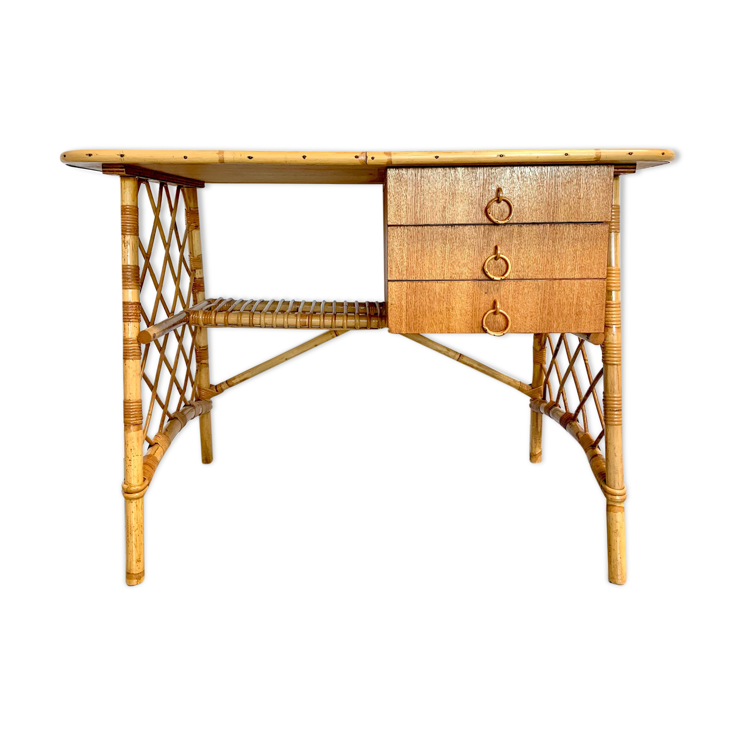 Louis Sognot rattan desk