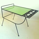 1960s side table with a lime green top, width 65.5 cm.