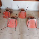 4 orange petal chairs, vintage