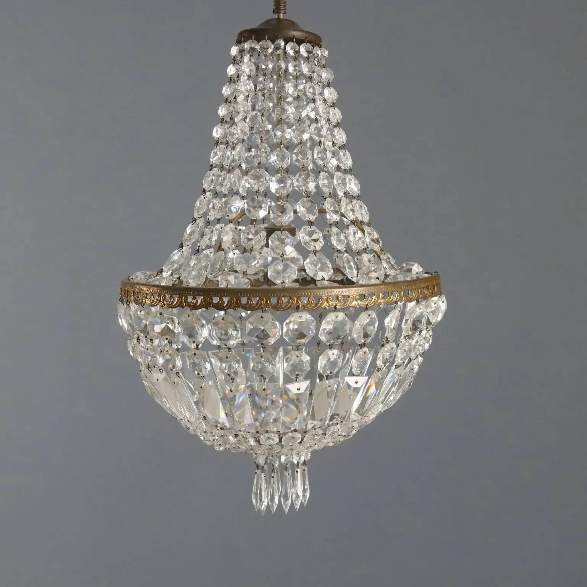 Antique metal and glass chandelier, Italy, 19th century
