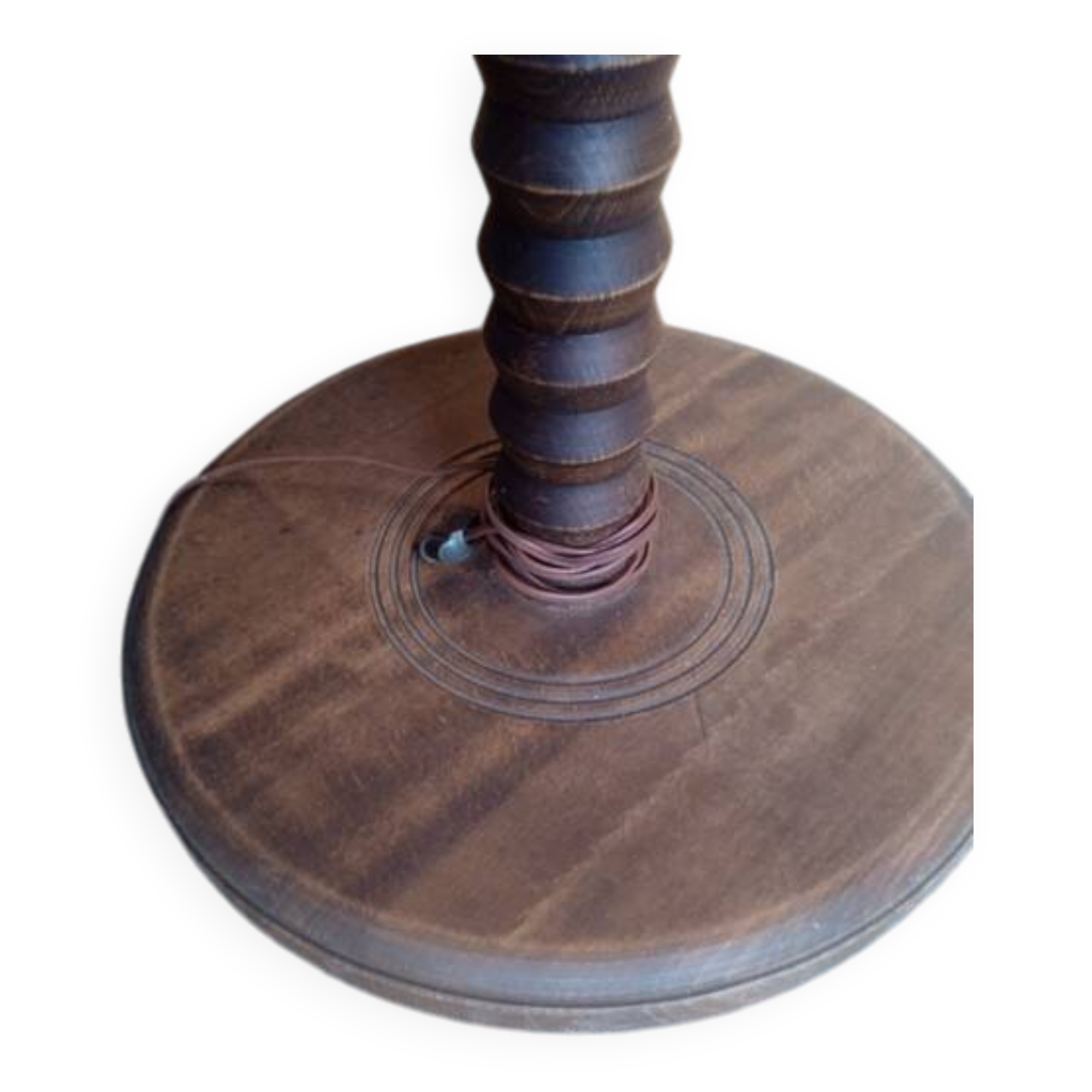 Lampadaire bois brutaliste vintage 1970