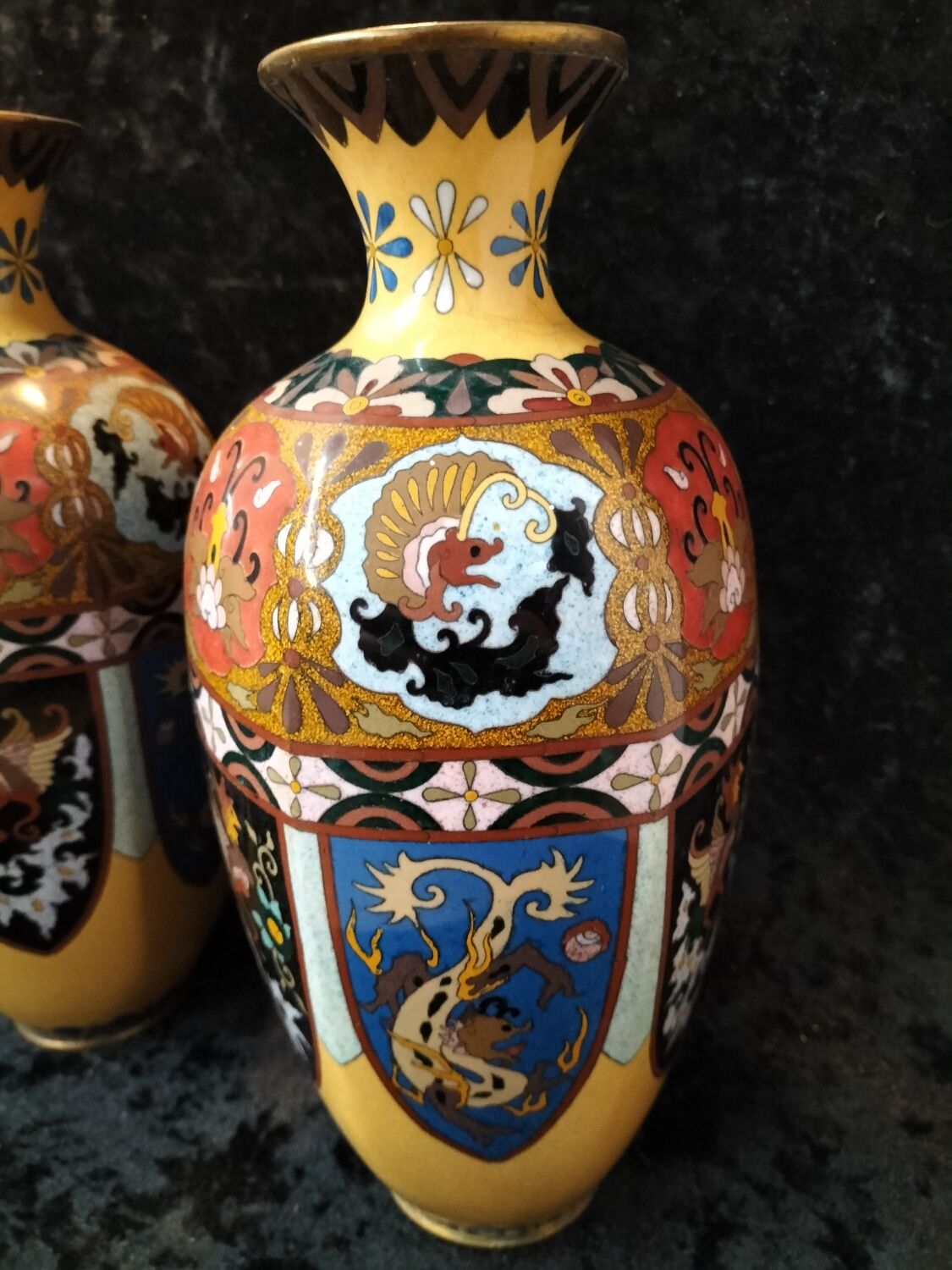 Pair of Japanese cloisonné vases late 19th century
