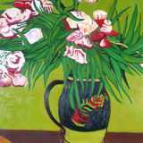 Oil on canvas still life with flowers
