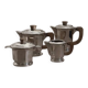 Silver-plated coffee and tea set with a wooden handle
