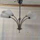 5-light chandelier in metal and opaline - mid-20th century