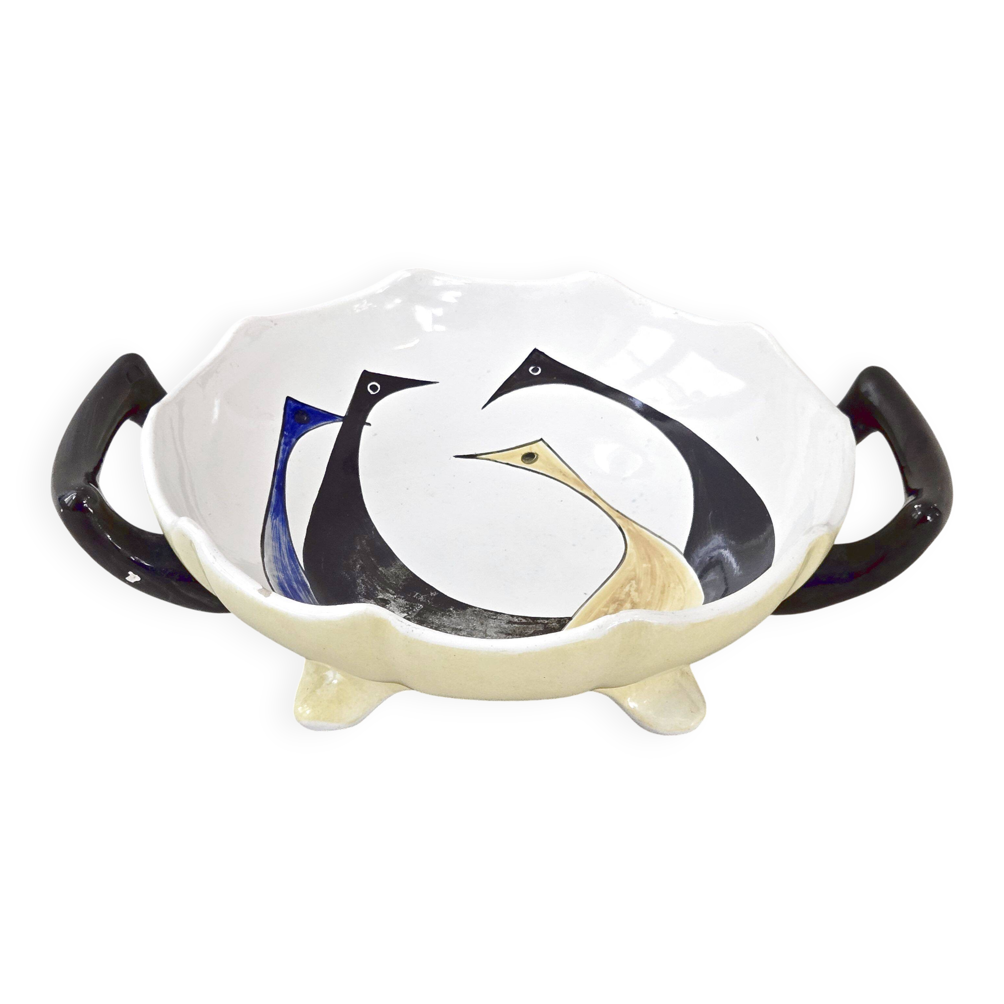 Vintage Saint-Clément flat bowl 1950