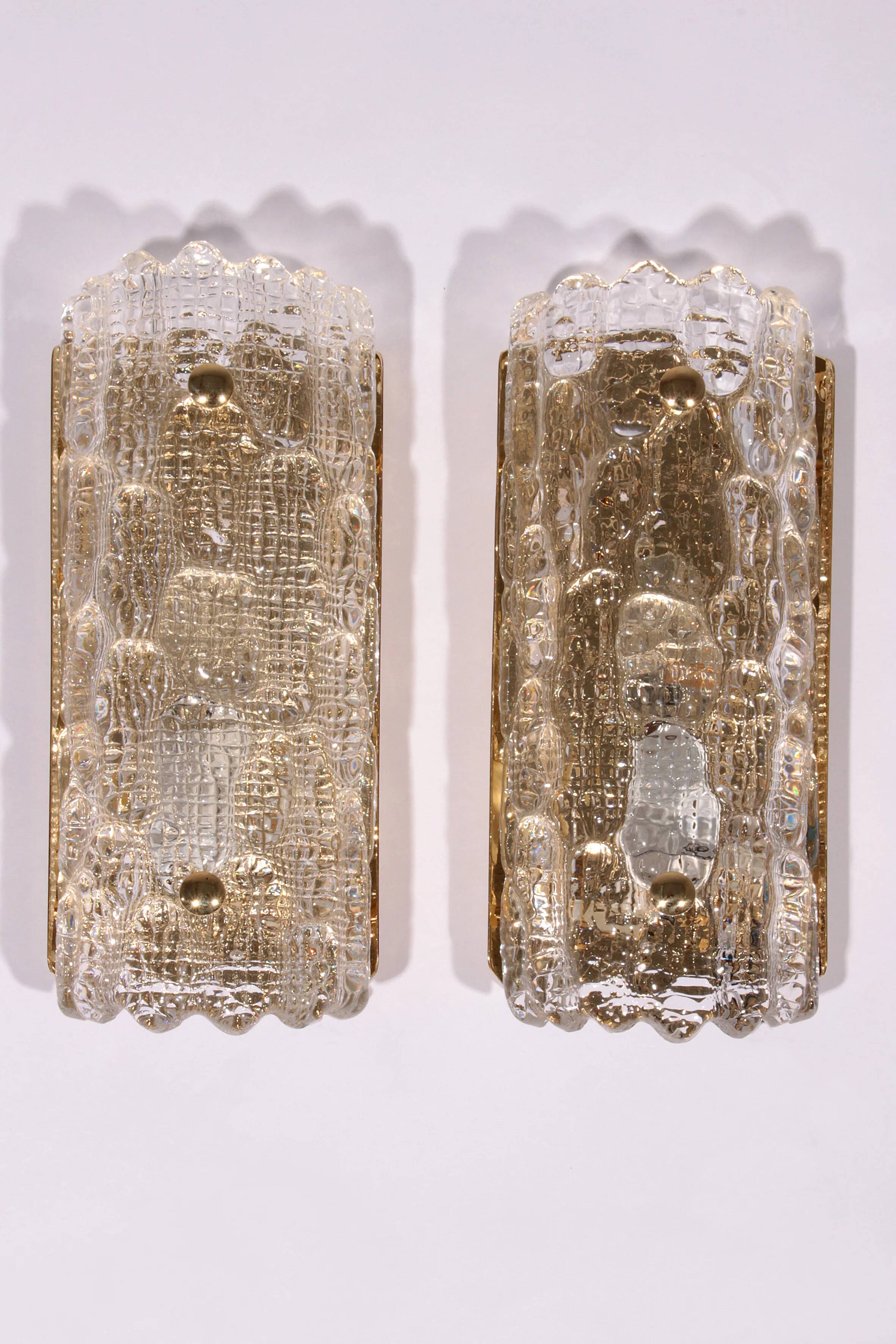 Wall lamps by Carl Fagerlund, Orrefors glass by Lyfa Denmark model Gefion