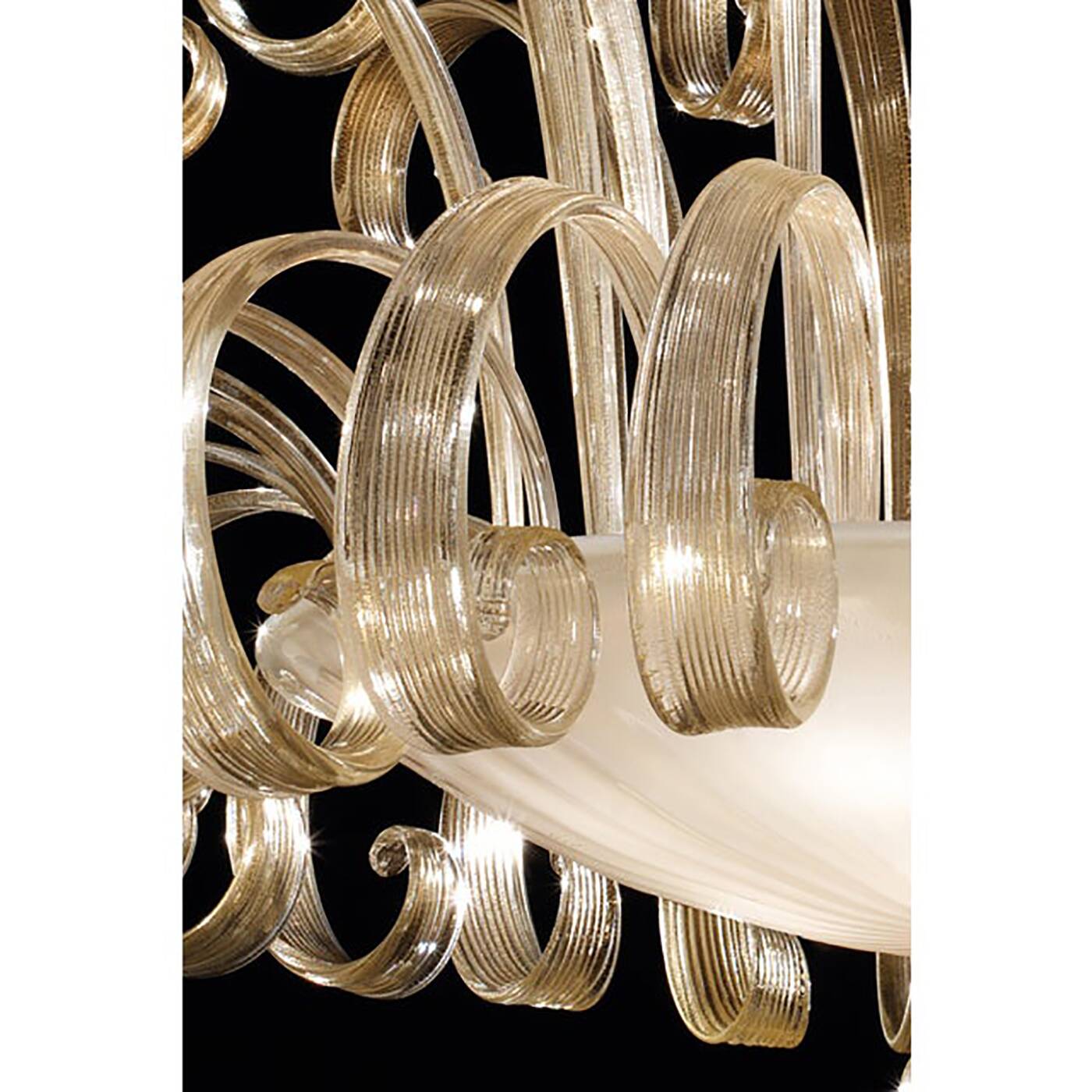 Venetian White and Gold Murano Style Glass Chandelier