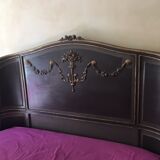 bed in solid walnut patinated Louis XVI style 160X200 cm