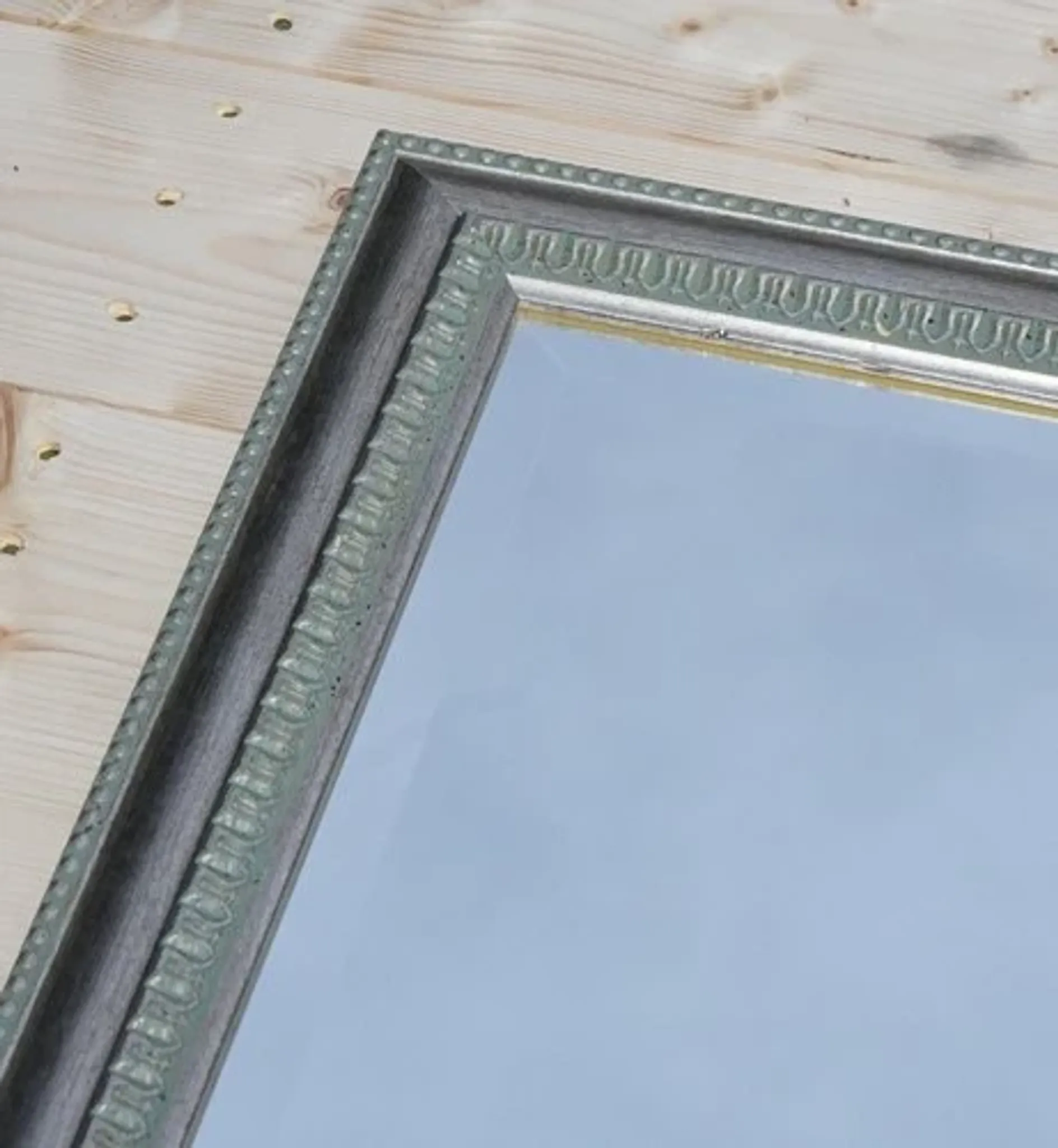 Vintage Bevelled Wall Mirror with Silver Grey Frame