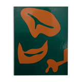 Jean arp: abstract composition in orange and green - original lithograph