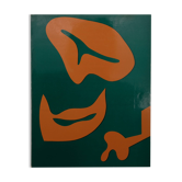 Jean arp: abstract composition in orange and green - original lithograph
