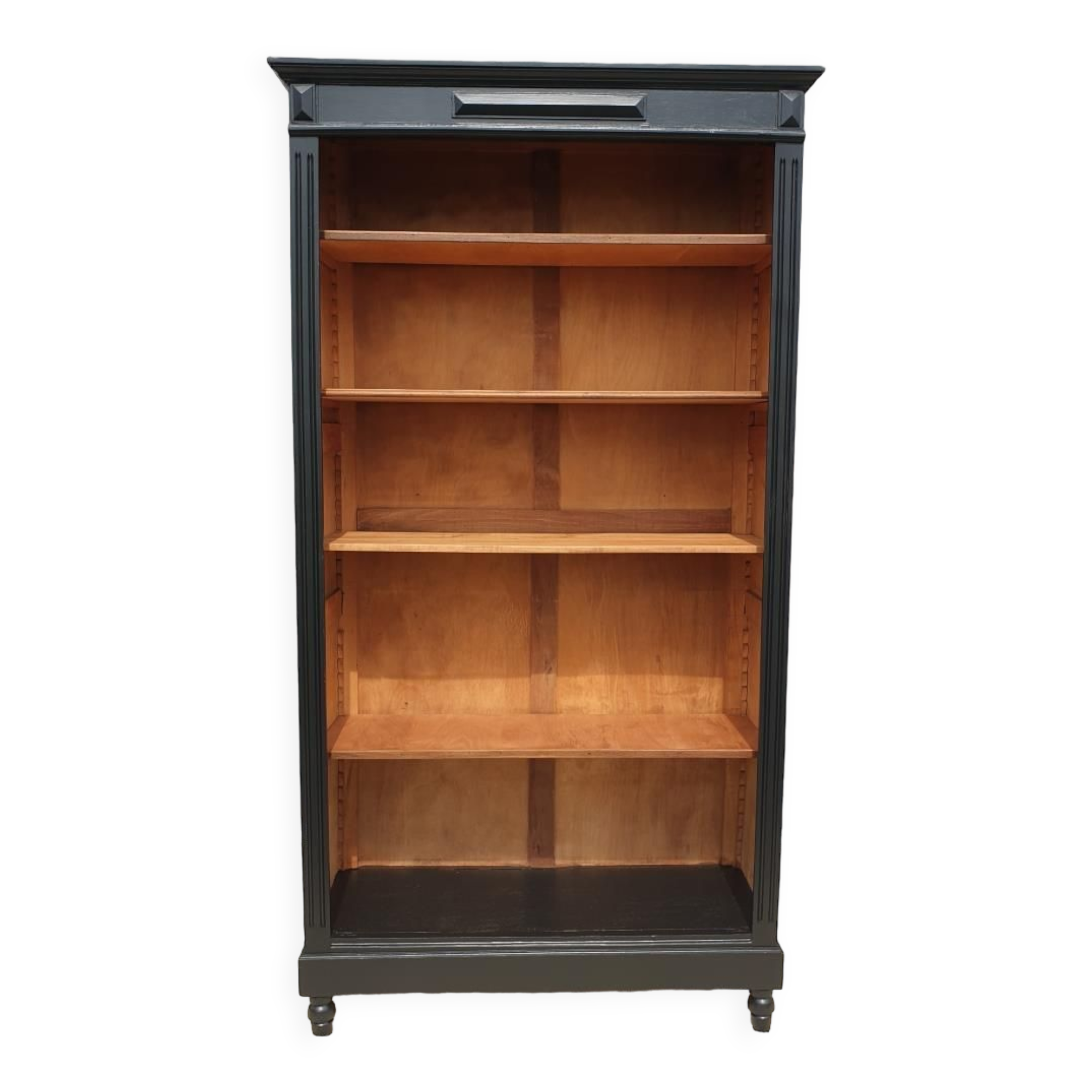 Open bookcase XIXth lacquered black
