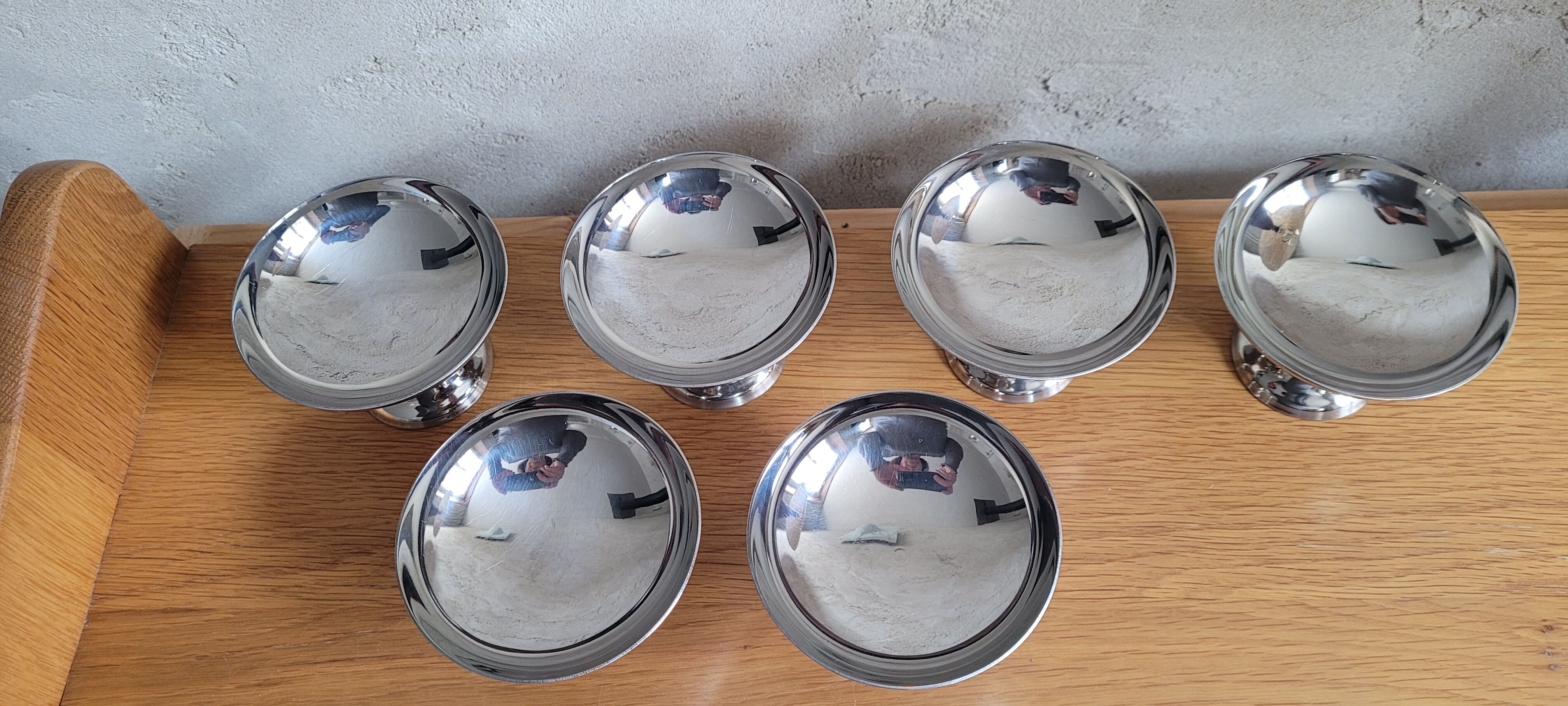 Lot de 6 coupes à glace en inox Guy Degrenne