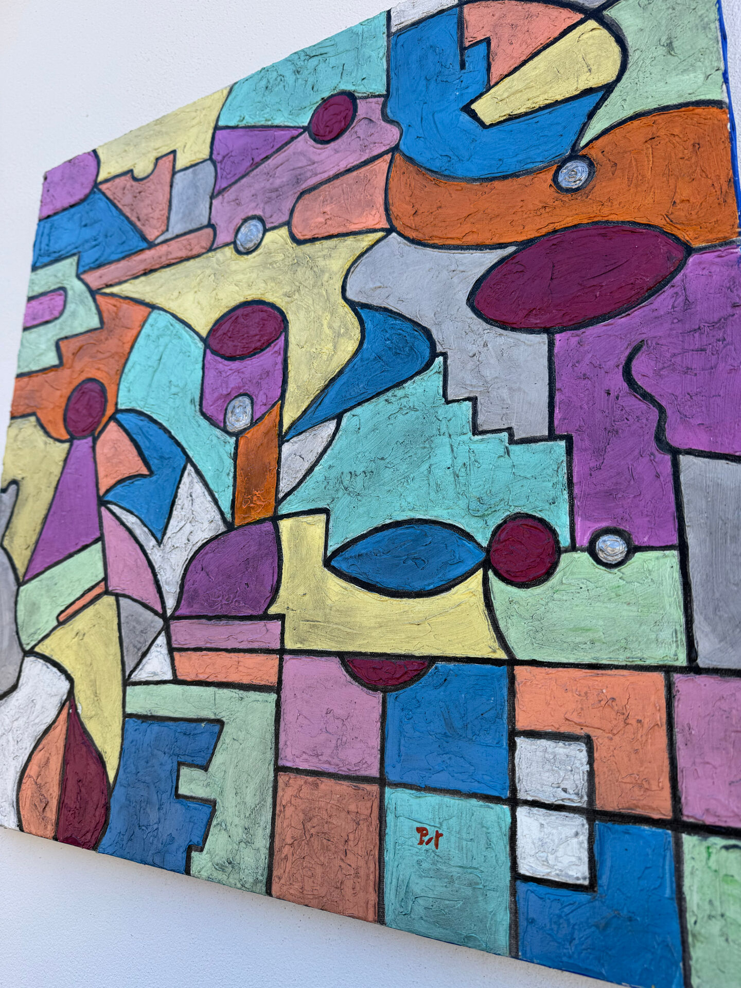 Abstract geometric coloured painting