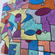Abstract geometric coloured painting