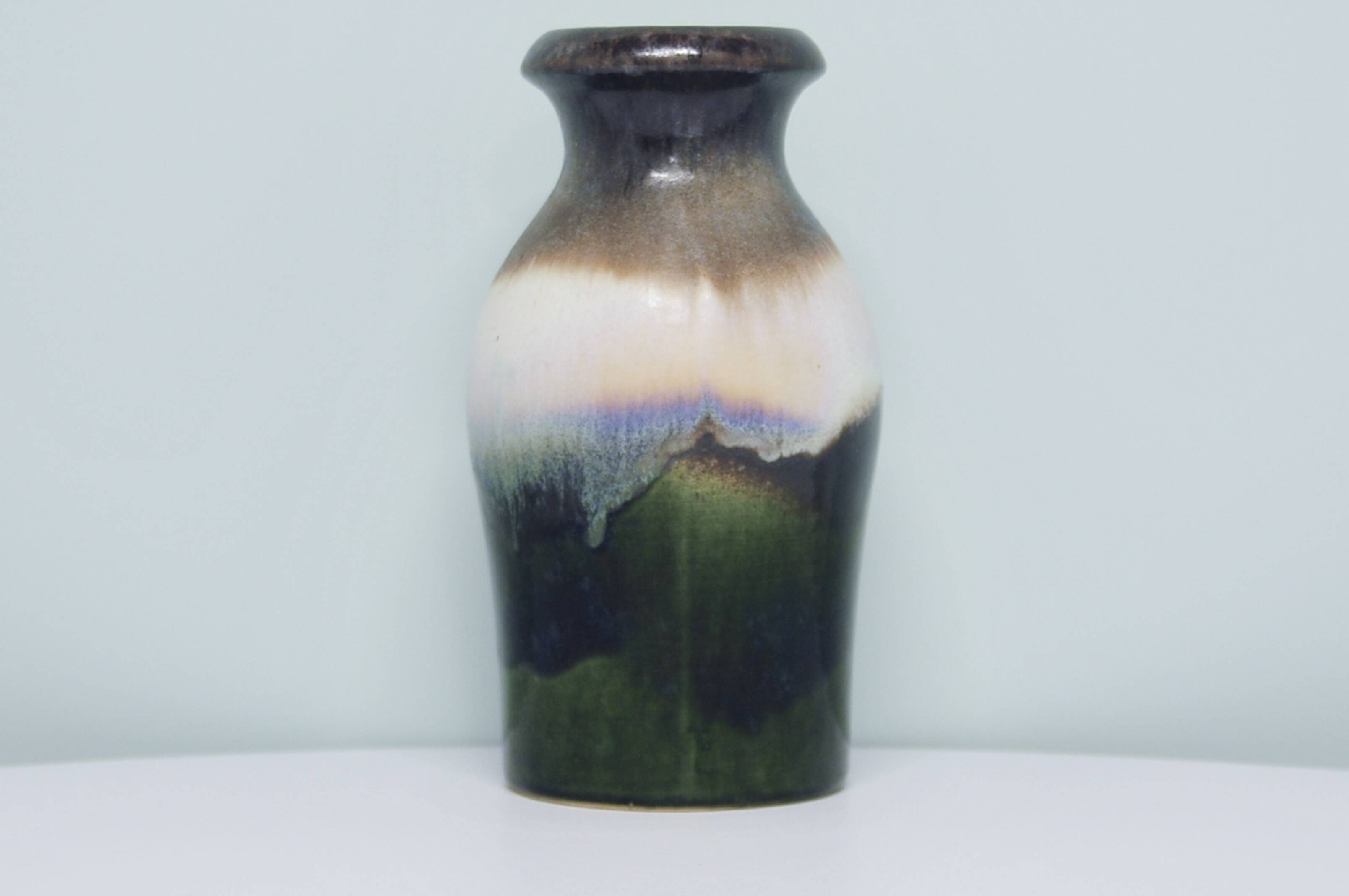 vase vintage vert, marron et blanc West Germany Scheurich