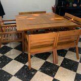 Table and 8 indoor chairs, colonial house, 1990.