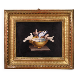 Rare 19th century Italian micromosaic, the Capitoline doves