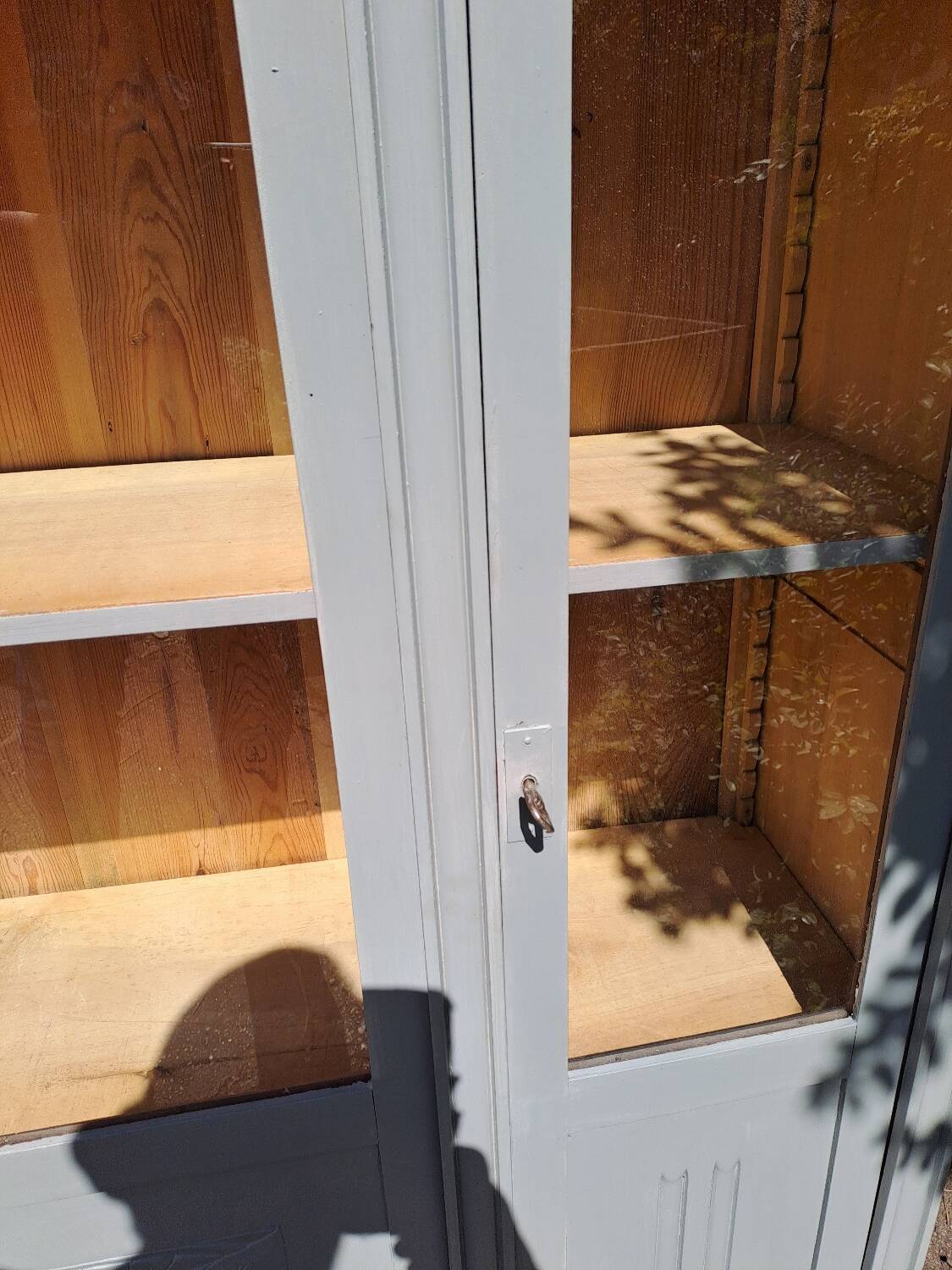 Art Deco 3-door glass bookcase