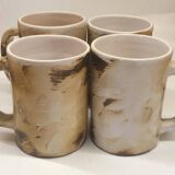 Four enameled ceramic cups Galerie Palissy in Vallauris