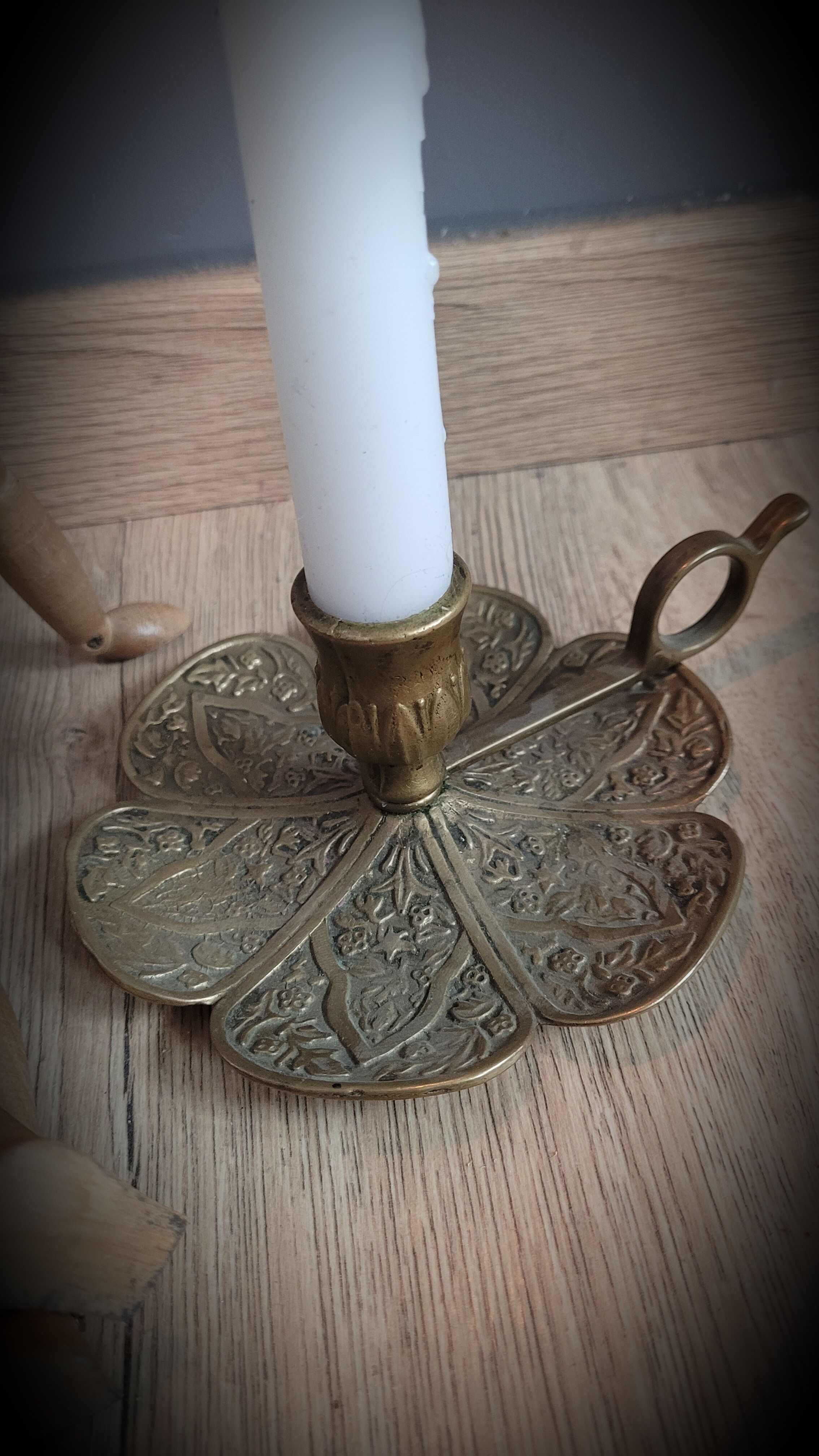 Brass candle holder flowers