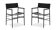 Pair of black leather and black metal bar stools