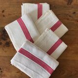 Set of 5 tea towels in ancient mestizos, new condition, with fine red beds