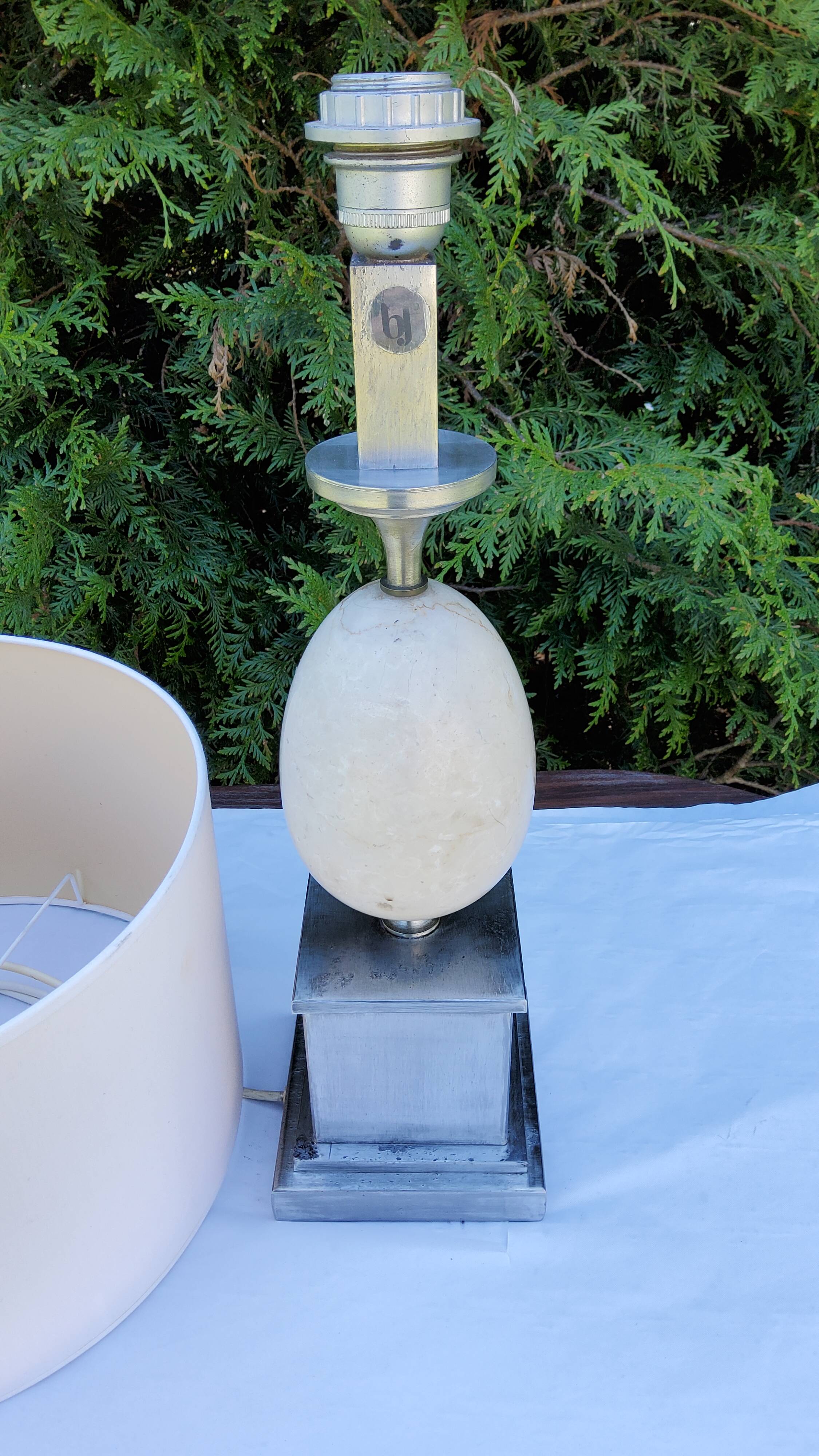 Lampe oeuf en marbre des années 70 bf Italie