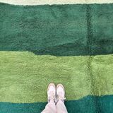 Moroccan green rug woven in natural wool size 250cm×150cm