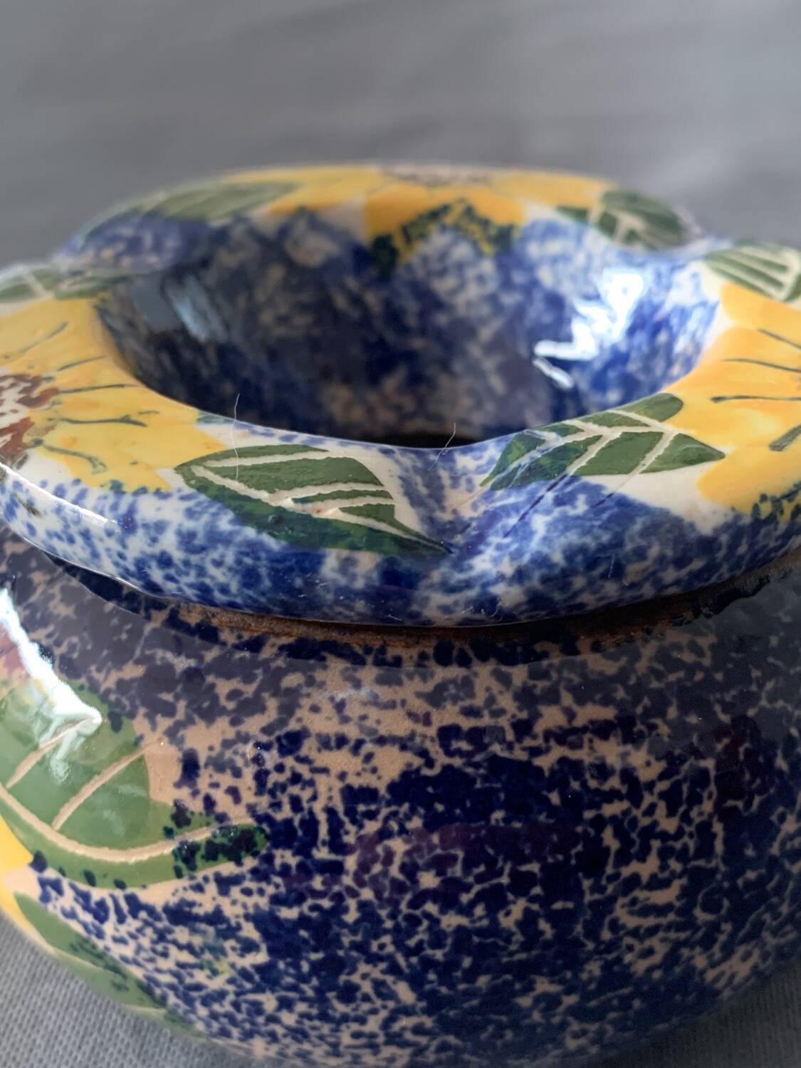 cendrier marocain décor fleurs bleu/jaune/vert