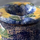 Moroccan ashtray decorated with blue/yellow/green flowers