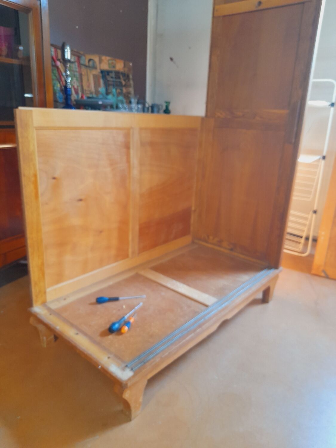 Vintage oak sliding wardrobe/closet