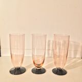 Lot de 3 flûtes à champagne en cristal art déco