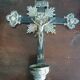 Ancient crucifix, silver-plated baptismal font from Naples, 19th century.