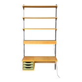 Bibliothèque vintage | Bureau | Avec éclairage | Kai Kristiansen | Étagères murales | Chêne