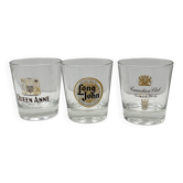 3 Vintage Canadian Club Whiskey Glasses, Long John and Queen Anne