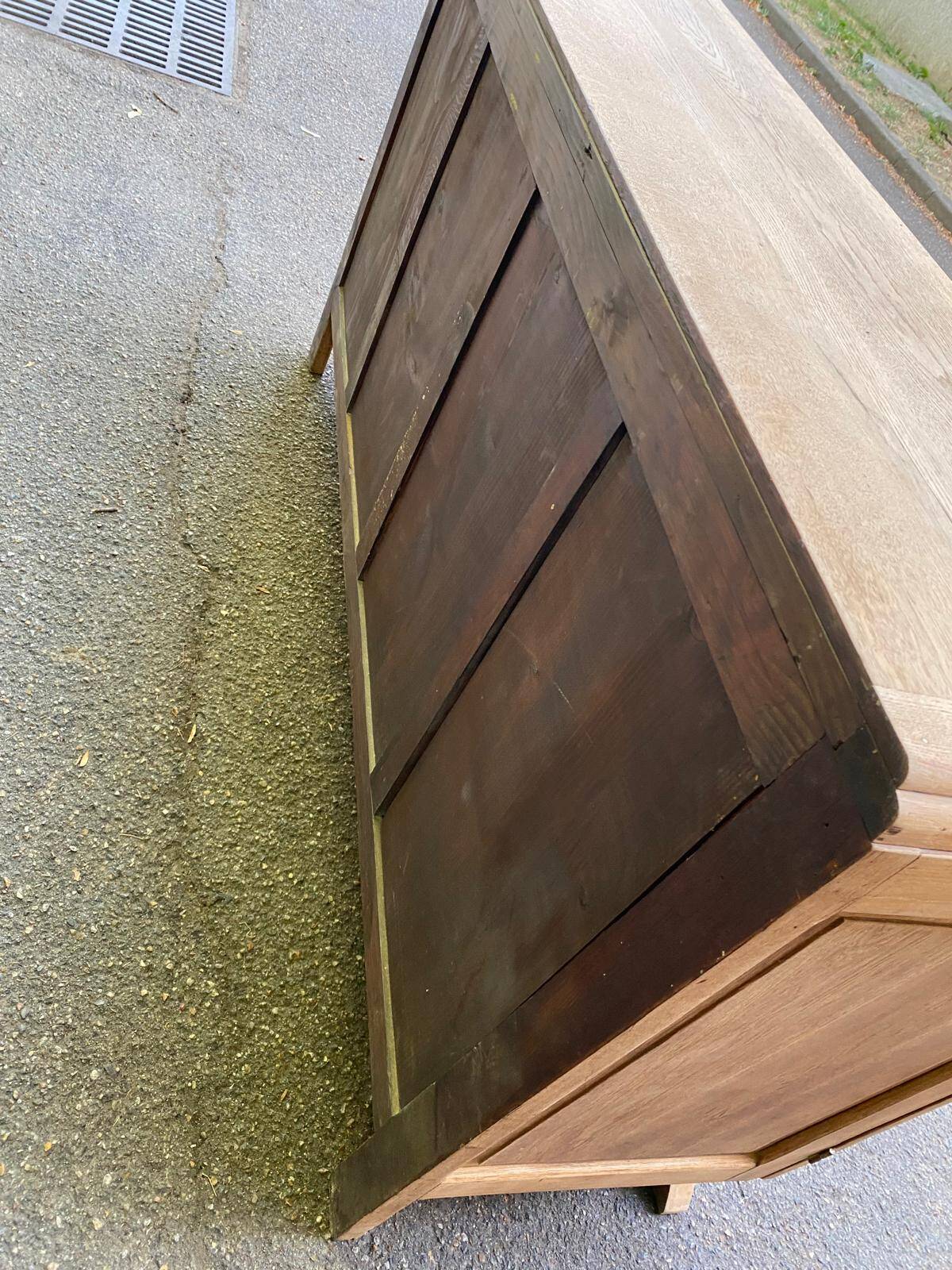 Enfilade Art Deco buffet by Charles Dudouyt, stripped in solid oak, 1930.