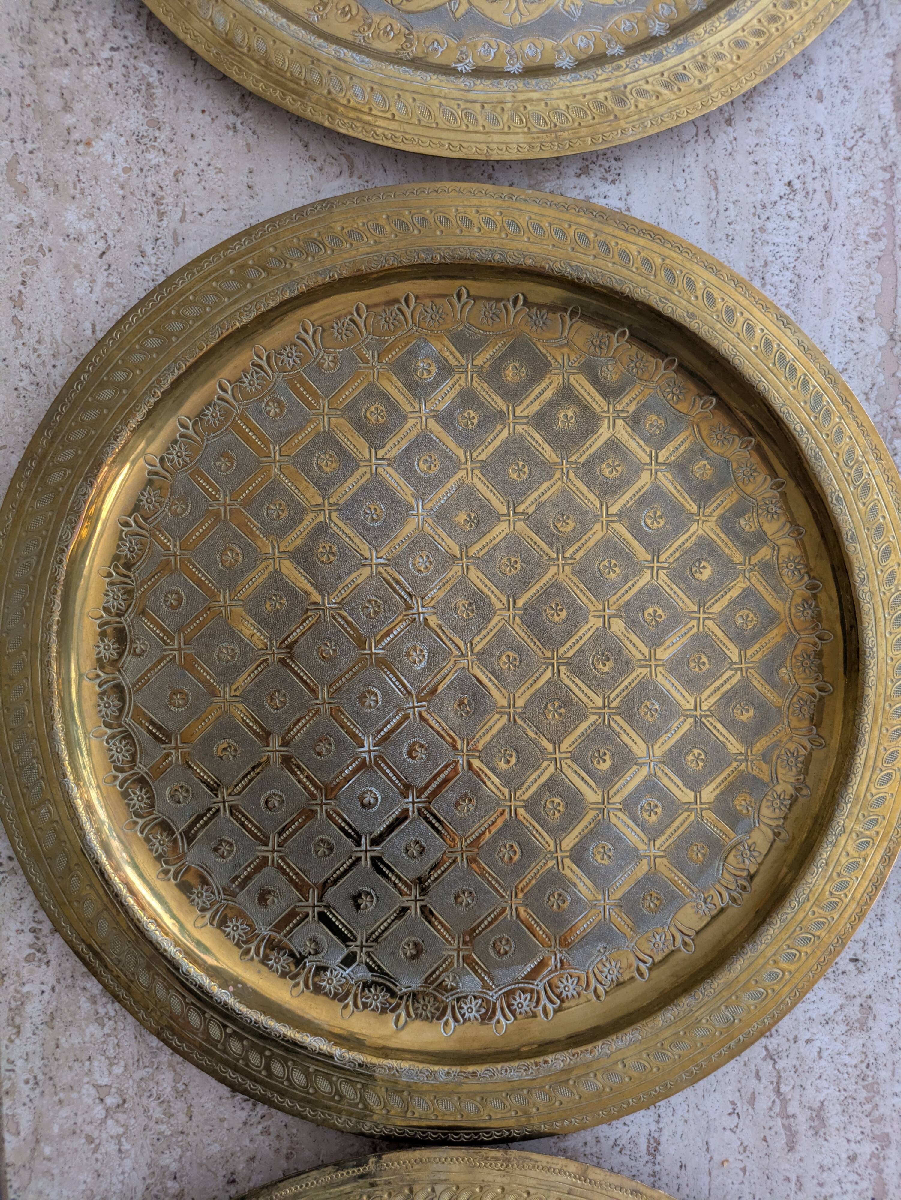 Set of 7 Vintage Brass Wall Plates