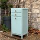 Vintage gray green bathroom chest of drawers