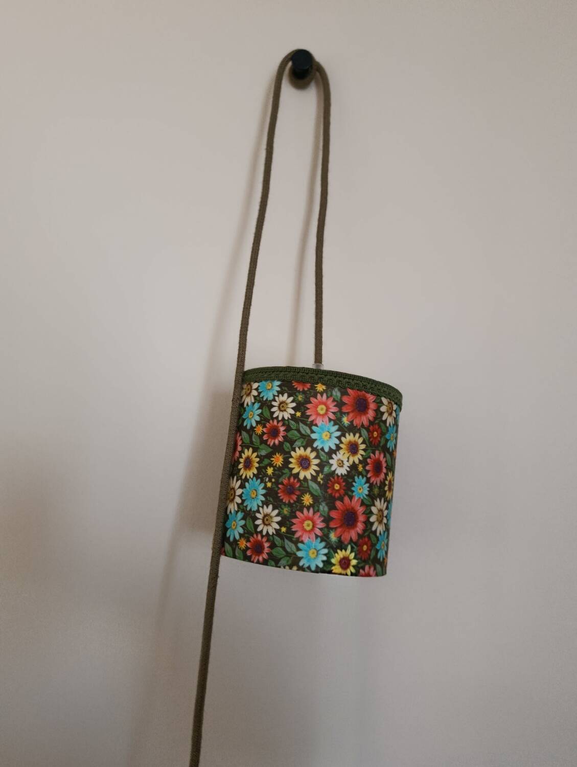 Nomadic bohemian chic lantern / floral fabric, jute cord