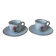 Ensemble de deux tasses avec soucoupe fleuries en grès des années 1980