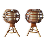 Pair of rattan ball lamps 60-70
