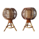 Paire de lampes boules en rotin 60-70
